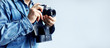 Image of reporter with film camera