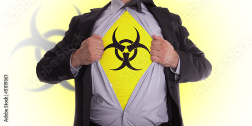 Photo: Business man with biohazard symbol t-shirt Business man with biohazard symbol t-shirt