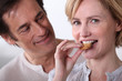Woman eating cookies