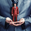 Holding small businessman
