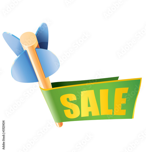 Vector: Wooden arrow with bright sale banner and text Wooden arrow with bright sale banner and text