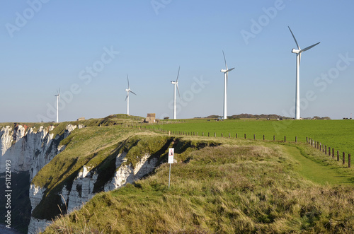Photo: Wind turbines at Fécamp in France Wind turbines at Fécamp in France