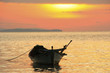 Silhouette of traditional fishing boat at sunrise, Koh Rong isla
