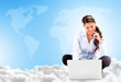 Business woman cloud computing