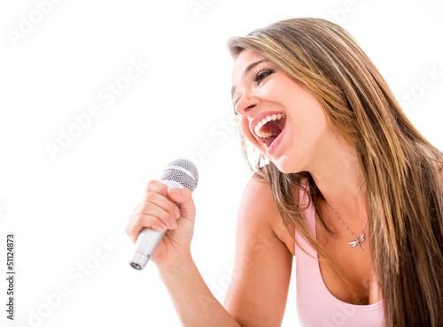 Photo: Woman karaoke singing Woman karaoke singing