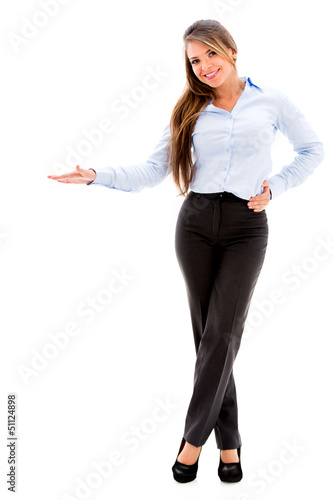 Photo: Business woman displaying something Business woman displaying something