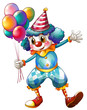 A clown holding balloons