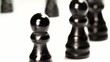 Chess set's march. Close up