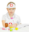 Little girl in a doctors uniform