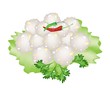 Steamed Sago Palms with Sweet Pork on White Background