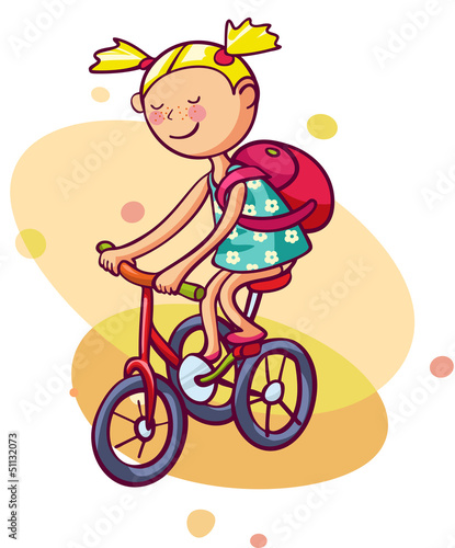 Vector: Little girl rides a bicycle Little girl rides a bicycle