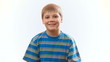 child is happy and clapping . Happy boy, a schoolboy