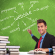 man writes website concepts