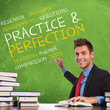 man writes practice perfect concepts