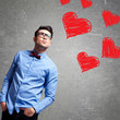 man thinks at love