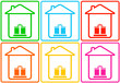 set colorful background with home and holiday gifts