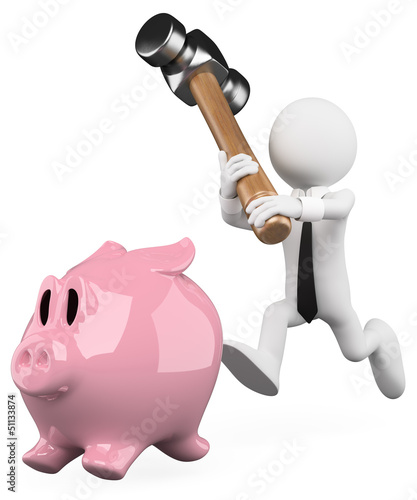 Illustration: 3D white people. Savings 3D white people. Savings