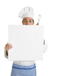 Chef showing the menu with the whisk