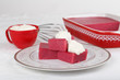 Semolina porridge with raspberry juice