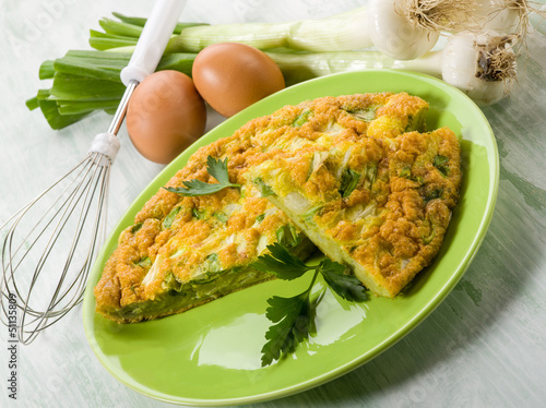 Photo: omelette with onions and leek omelette with onions and leek