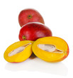 Ripe appetizing mango isolated on white