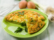 omelette with onions and leek, selective focus