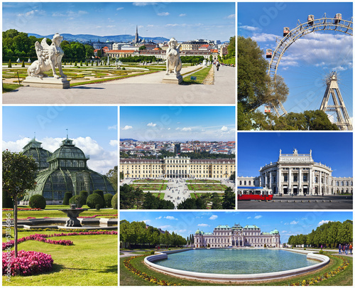 Photo: Collage with famous landmarks and buildings of Vienna Collage with famous landmarks and buildings of Vienna