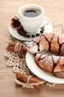 Light tasty breakfast, on wooden table