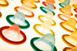 Closeup of colorful Condoms studio isolated safer sex