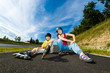 Active young people - rollerblading, skateboarding