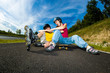 Active young people - rollerblading, skateboarding