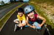 Active young people - rollerblading, skateboarding