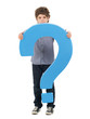 Photo: Boy Holding Question Mark Sign Boy Holding Question Mark Sign