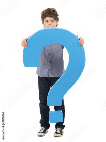 Photo: Boy Holding Question Mark Sign Boy Holding Question Mark Sign