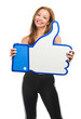 Mid-adult Woman Holding Like Sign