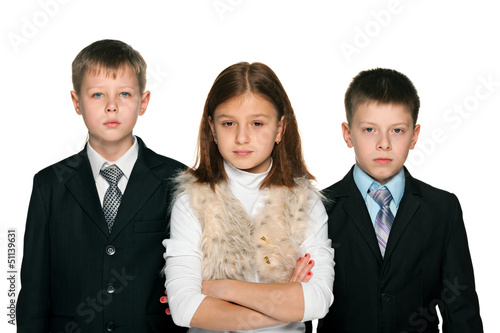 Photo: Pretty girl and two serious yong boys Pretty girl and two serious yong boys