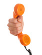 Photo : Close-up Hand Holding Telephone Receiver Close-up Hand Holding Telephone Receiver