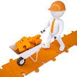 3d man in helmet carry in wheelbarrow clay puzzles