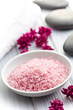 Photo: pink bath salt in bowl pink bath salt in bowl