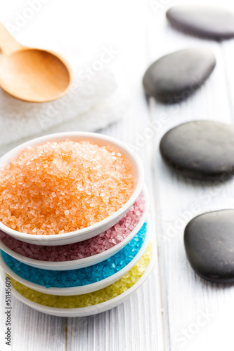 Photo: different colours of bath salt different colours of bath salt