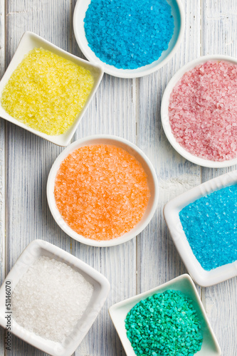 Photo: different colours of bath salt different colours of bath salt