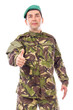 Young army soldier with thumb up