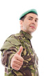 Young army soldier with thumb up