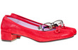red low heel woman shoes and eyeglasses