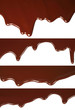 Melted chocolate dripping set on white background .