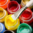 Paints and brushes