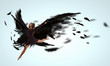 Foto: Woman floating on dark wings Woman floating on dark wings