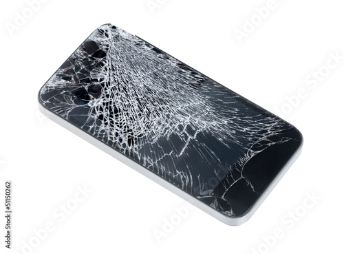Photo: Mobile phone with broken screen Mobile phone with broken screen
