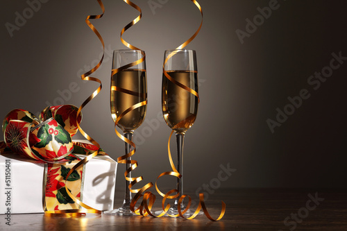 Photo: Glasses of champagne at new year party Glasses of champagne at new year party
