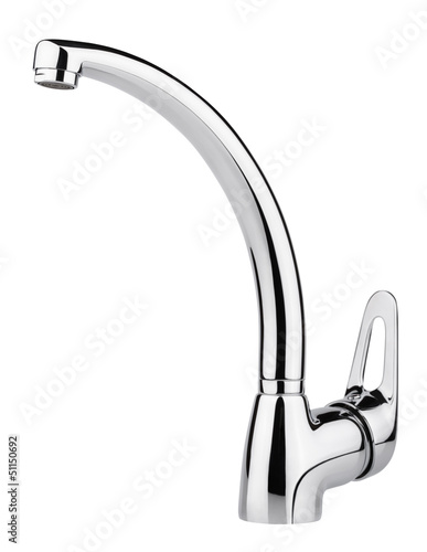 Photo: Water-supply faucet mixer isolated on white with clipping path Water-supply faucet mixer isolated on white with clipping path